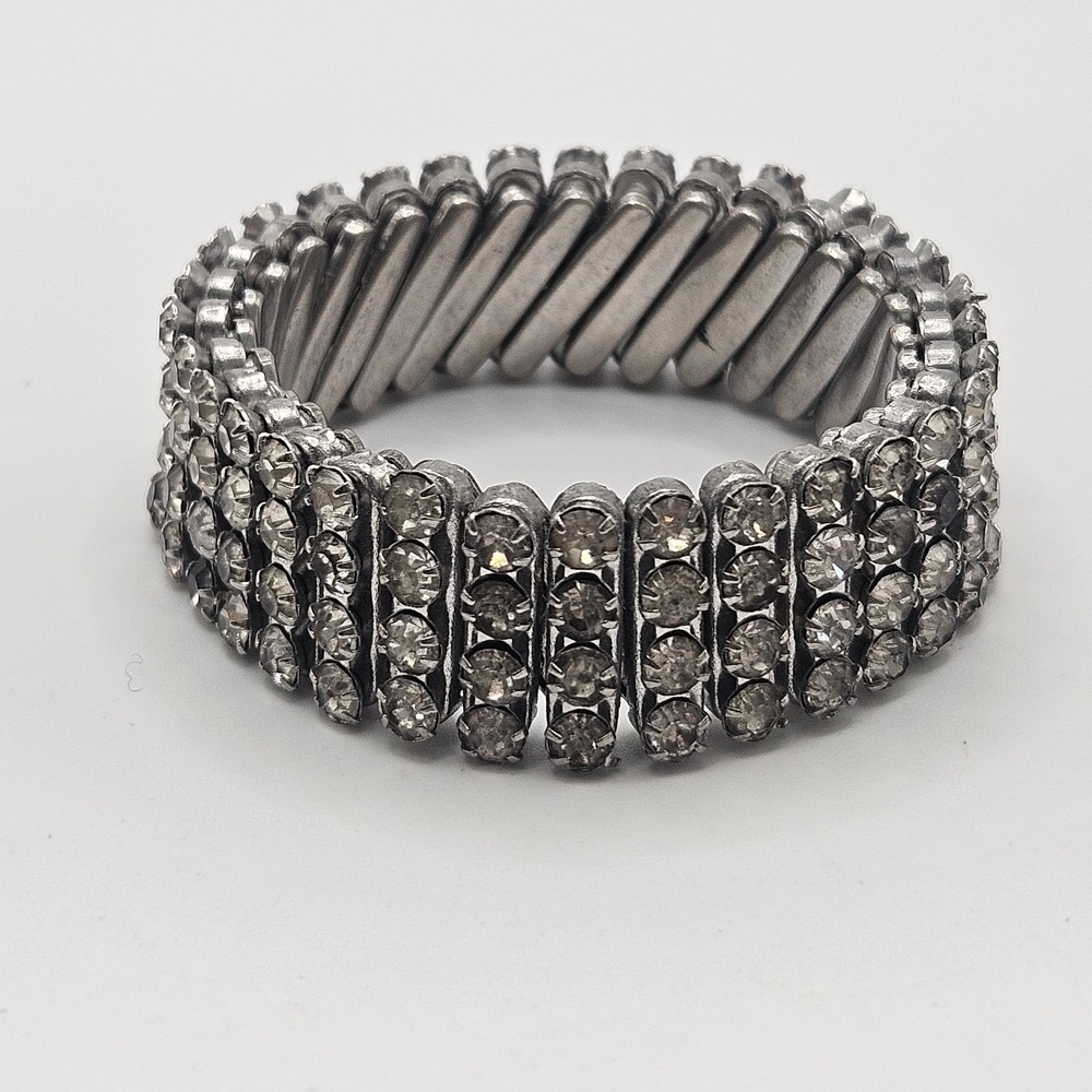 Vintage Rhinestone Expansion Bracelet Signed Made in British Hong Kong